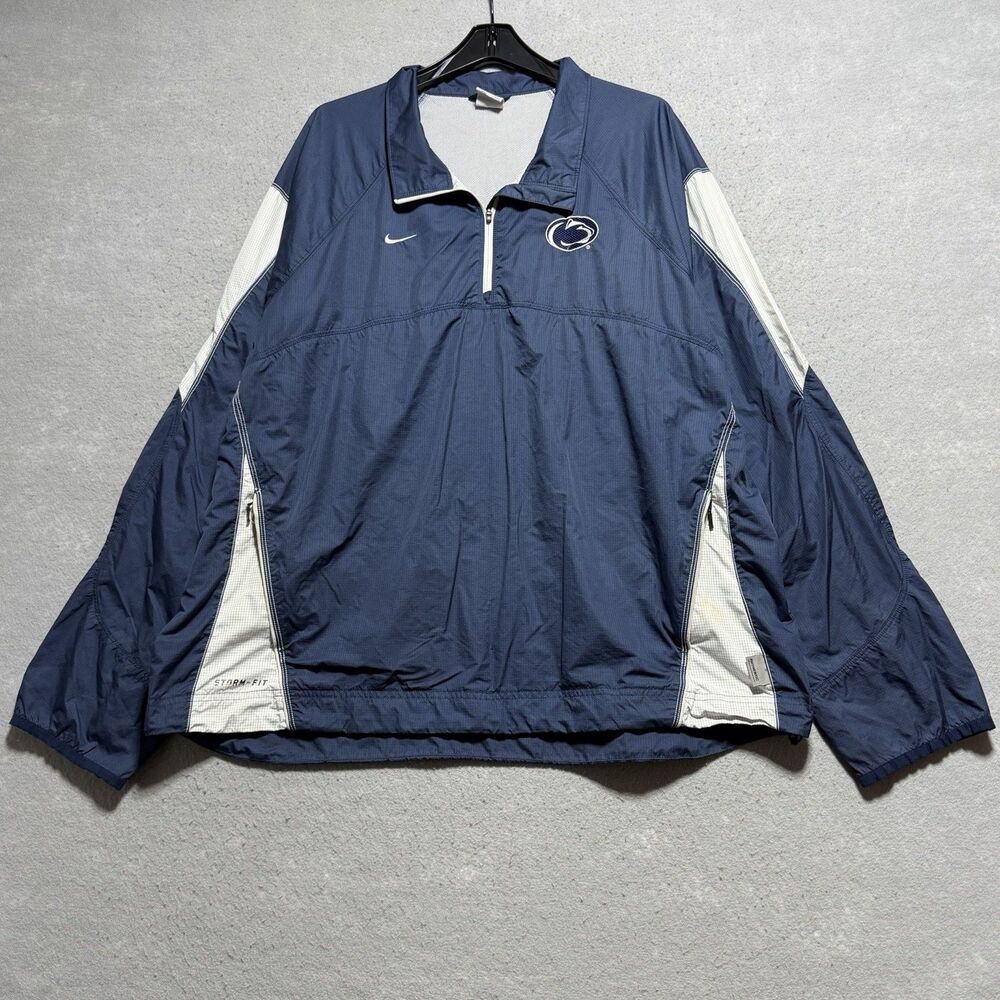 Nike Jacket Penn State Nittany Lion Mens 2XL Blue Quarter Zip Windbreaker